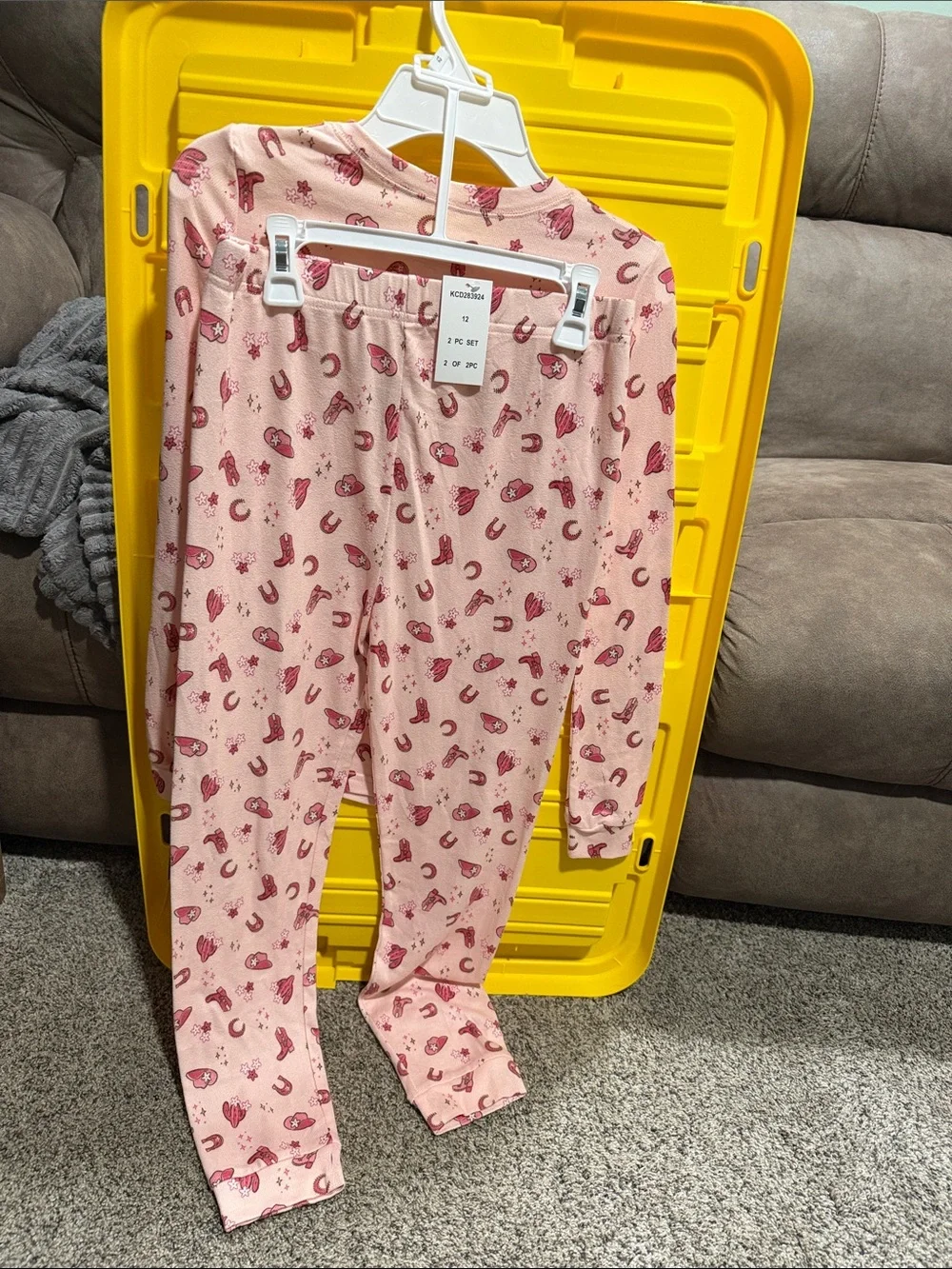 Cuddl Duds Girls Pink Horse & Star Printed Long-Sleeve Pajama Set
